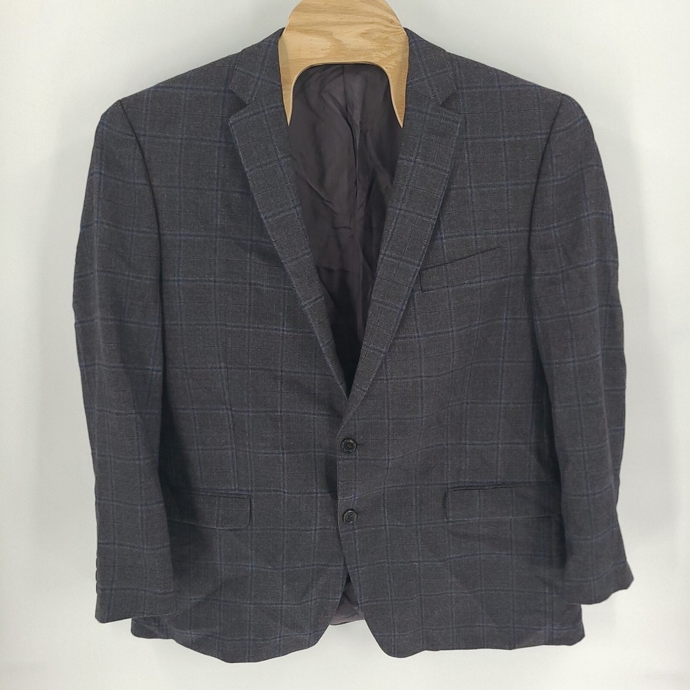 Ralph Lauren LRL Mens 48L Gray Windowpane 100% Wool Blazer Sport Coat Jacket